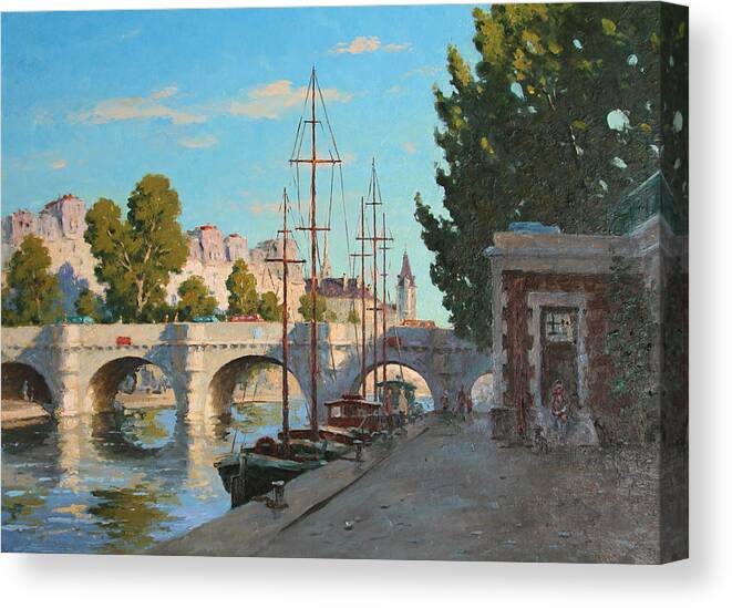 Summer Canvas Print featuring the painting Seine embankment by Alexander Alexandrovsky