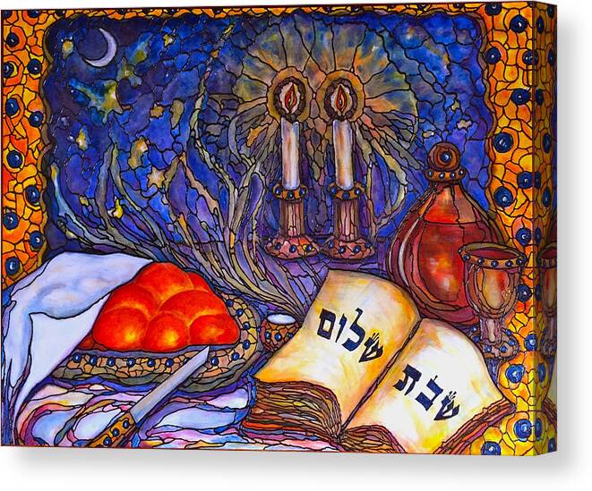 Original Painting Canvas Print featuring the painting Shabbat Shalom by Rae Chichilnitsky