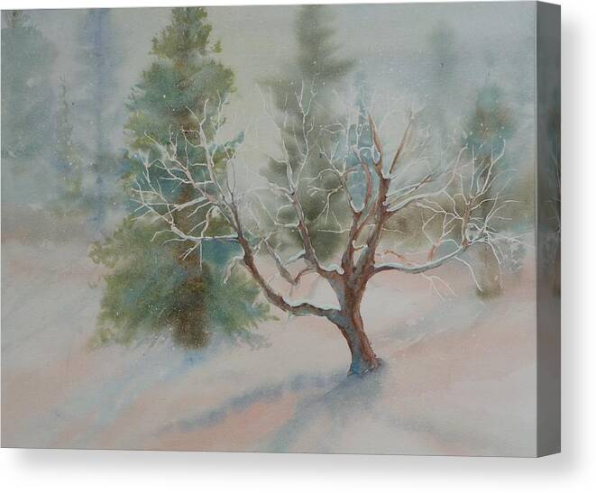 Snow Canvas Print featuring the painting Silence by Ruth Kamenev