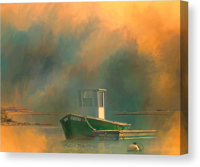 Lobster Boat Canvas Print featuring the photograph Simply At Sunrise by Mary Clough