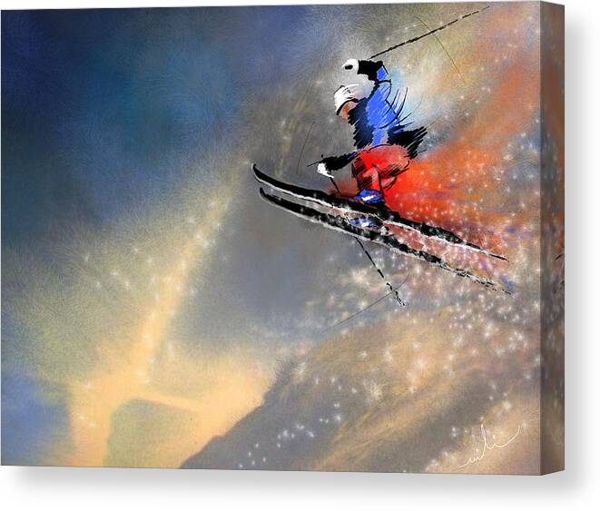 Sports Canvas Print featuring the painting Skijumping 03 by Miki De Goodaboom
