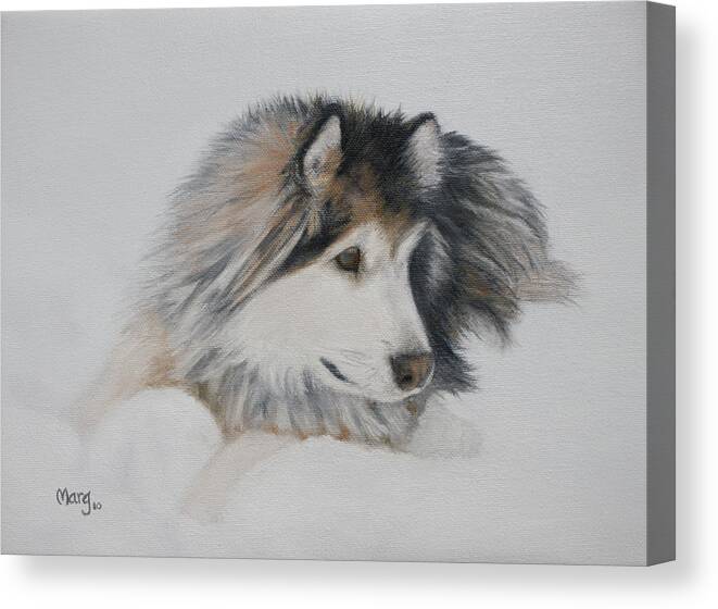 Dog Canvas Print featuring the painting Snow Dog by Marg Wolf