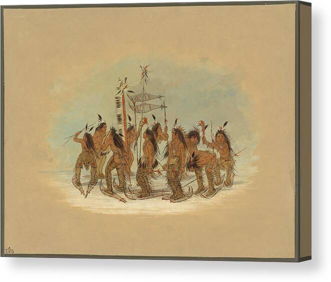 George Catlin Canvas Print featuring the painting Snow Shoe Dance. Ojibbeway by George Catlin