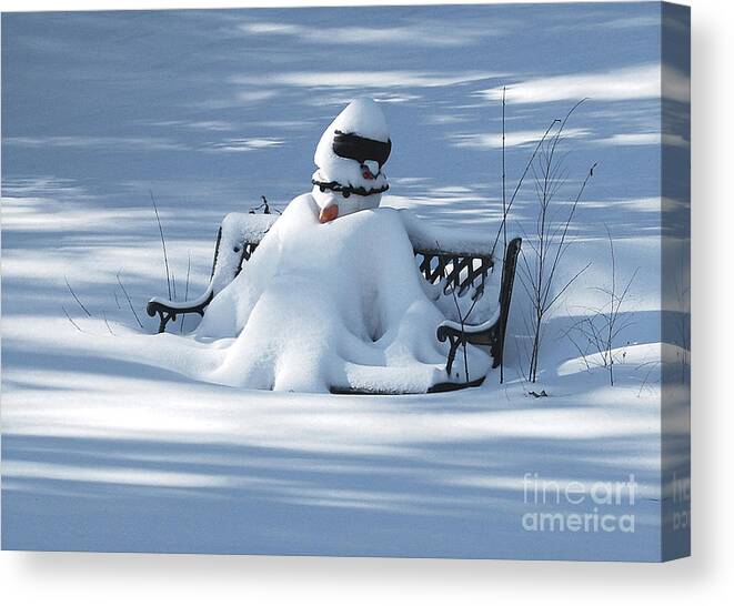 Basking Canvas Print featuring the photograph Snowman Basking In The Minnesota Sun by Ron Long