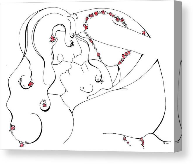 Lovers Canvas Print featuring the drawing Soul Mate by Katrina Nixon