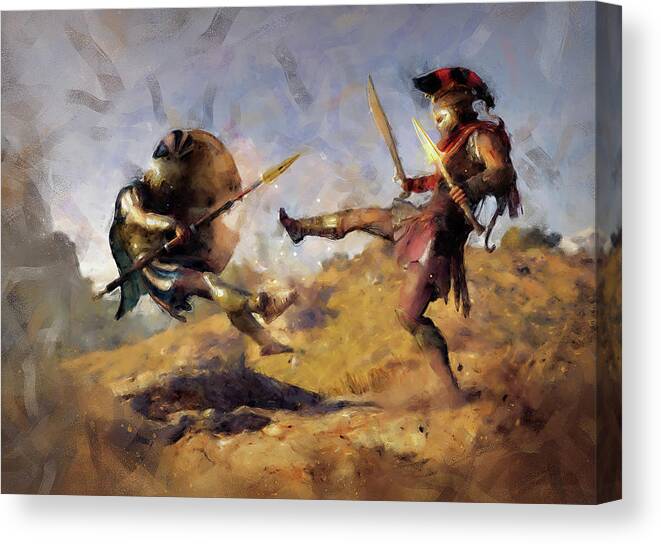 Spartan Warrior Canvas Print featuring the painting Spartan Hoplite - 12 by AM FineArtPrints