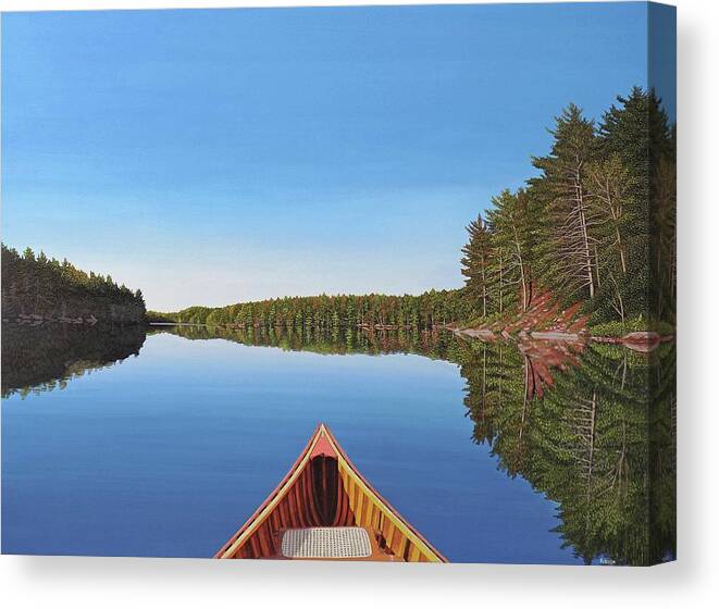 Spider Lake Canvas Print featuring the painting Spider Lake Paddle by Kenneth M Kirsch