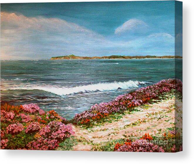 Ocean Canvas Print featuring the painting Spring at Half Moon Bay by Dee Davis