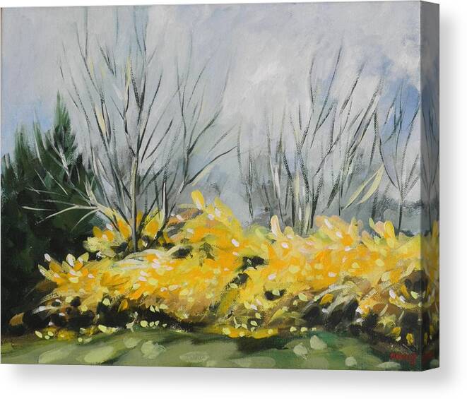 Landscape Canvas Print featuring the painting Spring has Sprung by Outre Art Natalie Eisen