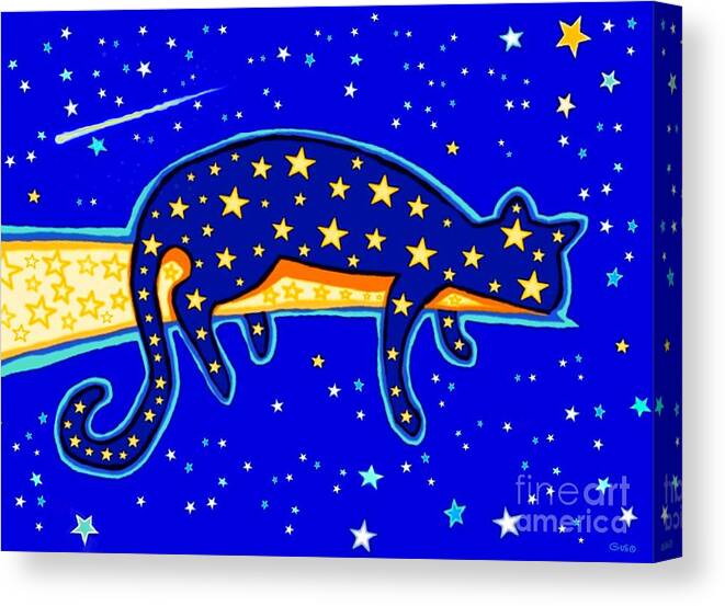 Cat Canvas Print featuring the digital art Starry Night by Nick Gustafson