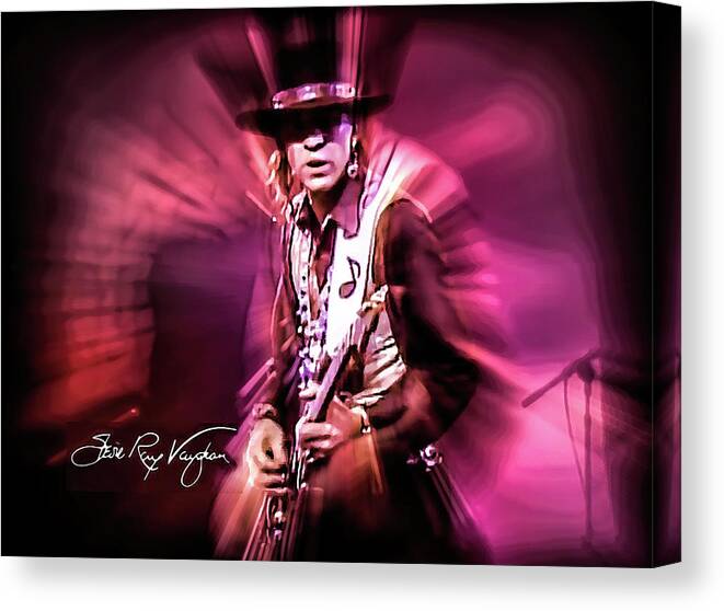 Stevie Ray Vaughan Canvas Print featuring the digital art Stevie Ray Vaughan - Crossfire by Glenn Feron