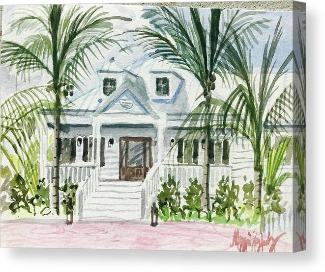 Tropical Canvas Print featuring the painting Stock Island, Florida Keys by Maggii Sarfaty