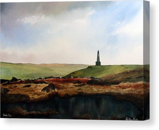 Landscape Canvas Print featuring the painting Stoodley Pike by Paul Dene Marlor