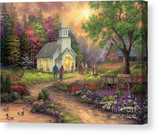 Church Art Canvas Print featuring the painting Strength Along the Journey by Chuck Pinson