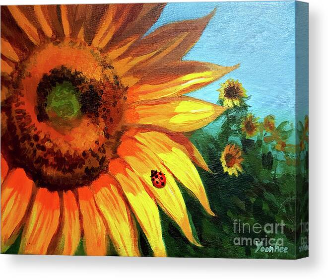 Sunflower Canvas Print featuring the painting Striking Sunflower by Yoonhee Ko