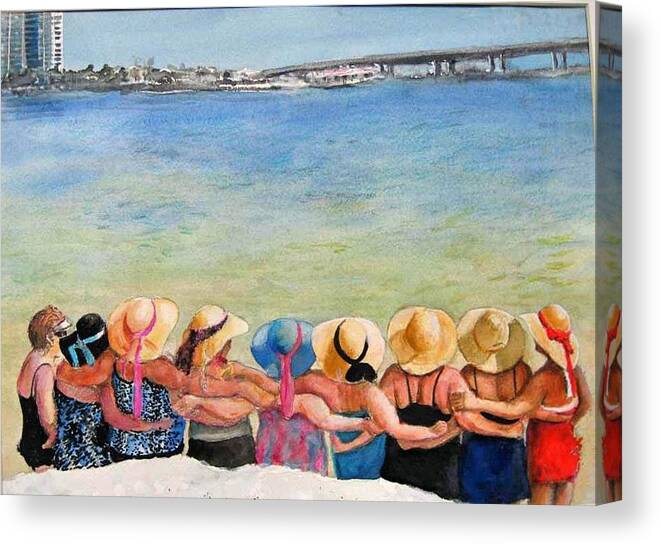  Canvas Print featuring the painting Sun Hats and Ribbons by Bobby Walters