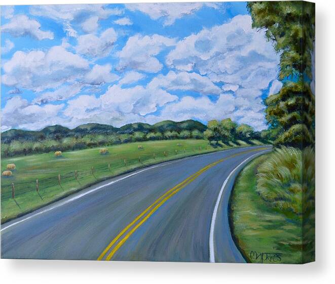 Texas Landscape Canvas Print featuring the painting Sunday Drive by Melissa Torres