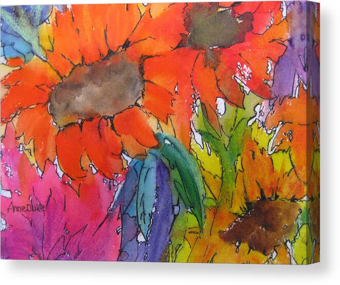  Canvas Print featuring the painting Sunflower Sampler by Anne Duke