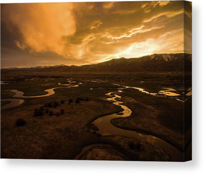Wyoming Canvas Print featuring the photograph Sunrise Over Winding Rivers by Wesley Aston