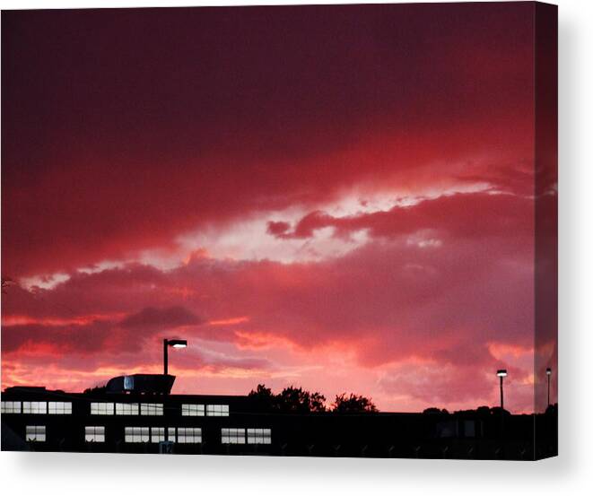 City Scape Canvas Print featuring the photograph Sunset 7 by Chuck Shafer