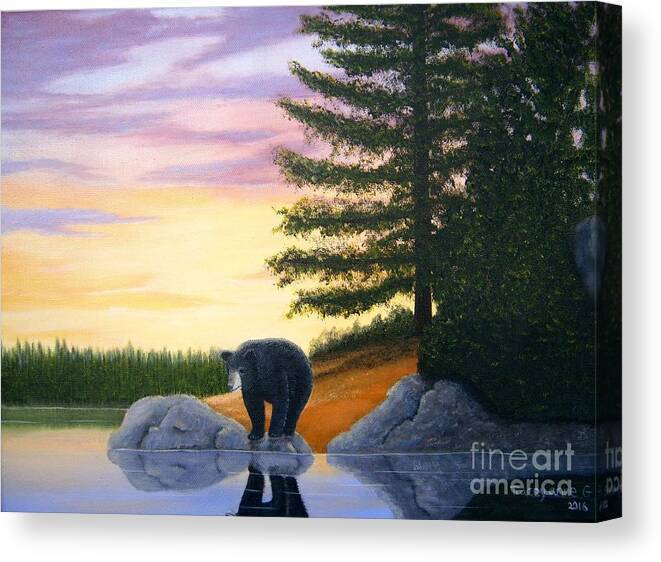 Sunset Canvas Print featuring the painting Sunset Bear by Tracey Goodwin