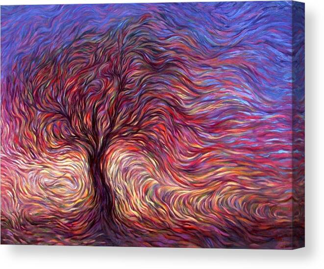 Tree Canvas Print featuring the painting Sunset Tree by Hans Droog