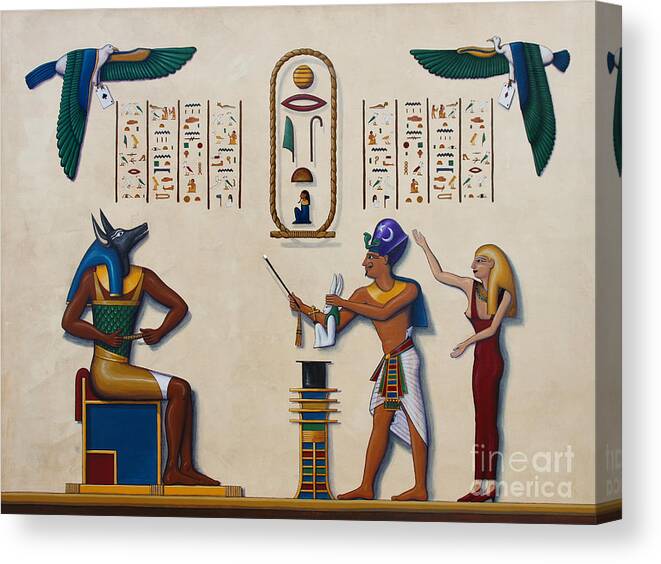 Egypt Canvas Print featuring the painting Teaching an Old God New Tricks by Richard Deurer