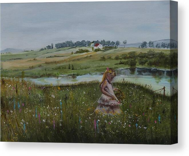 Impression Canvas Print featuring the painting Tender Blossom - LMJ by Ruth Kamenev