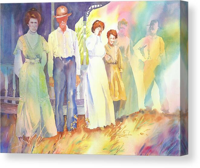 Family Canvas Print featuring the painting The Aunts Come Calling by Tara Moorman