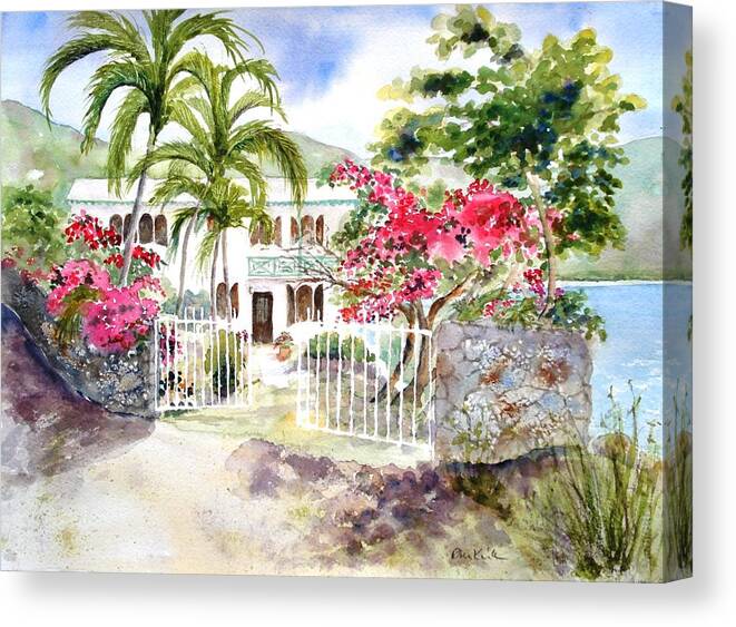 Caribbean Canvas Print featuring the painting The Beach House by Diane Kirk