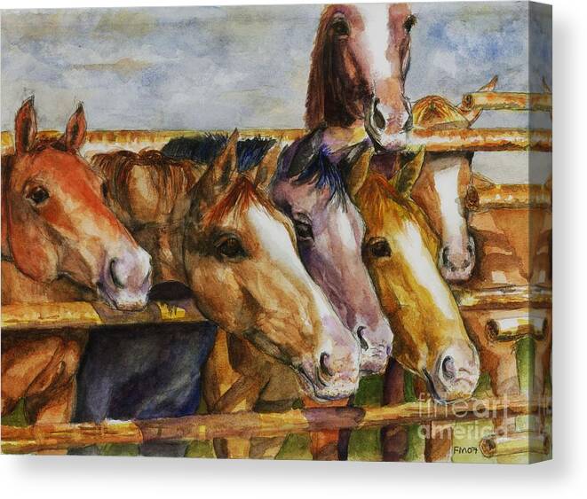 Horses Canvas Print featuring the painting The Colorado Horse Rescue by Frances Marino