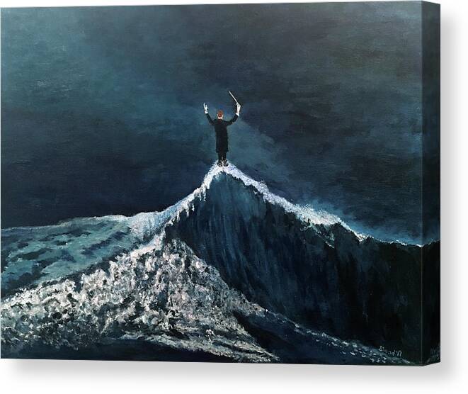 Surrealism Canvas Print featuring the painting The Conductor by Thomas Blood