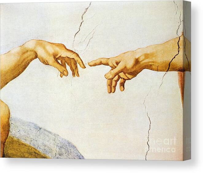 Time 4 Picture Michelangelo Buonarotti THE CREATION OF ADAM HANDS CANVAS PICTURES
