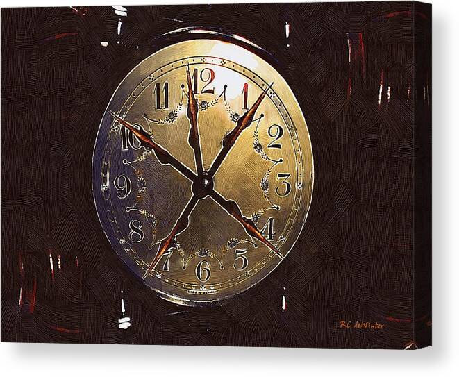 Clock Canvas Print featuring the painting The Crucifixion of Time by RC DeWinter