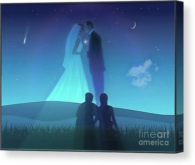 Symbolic Digital Art Canvas Print featuring the digital art The Evening Star by Harald Dastis