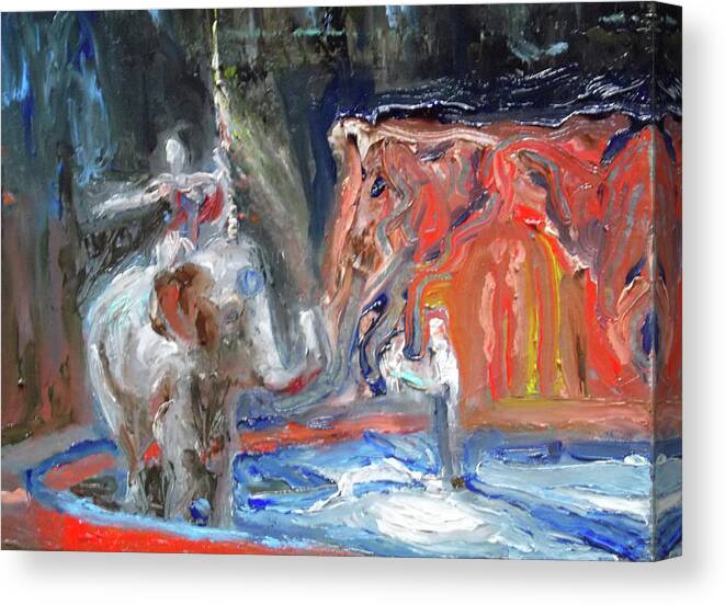 Elephant Canvas Print featuring the painting The Final Curtain by Susan Esbensen