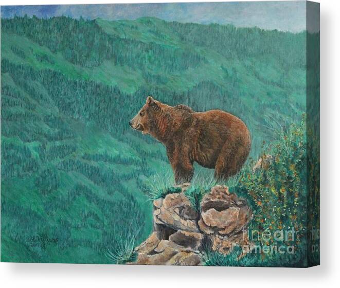 Bear Canvas Print featuring the painting The Franklin Grizzly Bear by Bob Williams