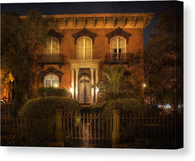 Mercer House Canvas Print featuring the photograph The Mercer House by Mark Andrew Thomas