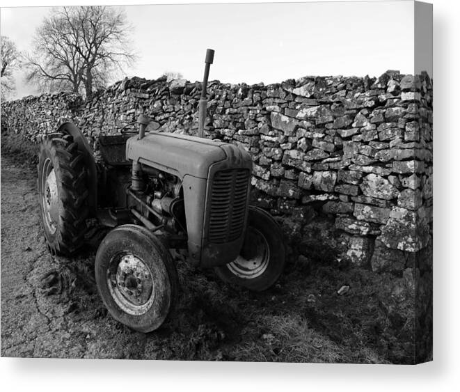 Old Canvas Print featuring the photograph The Old Tractor black and white by Lukasz Ryszka