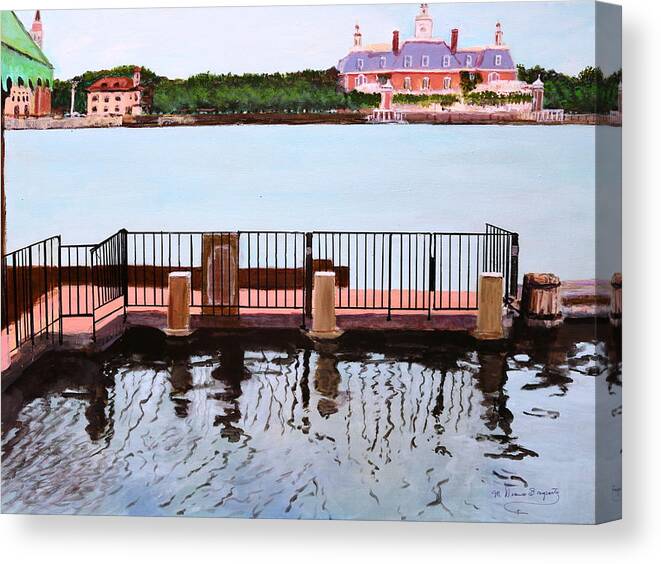 Florida Canvas Print featuring the painting The Pier by M Diane Bonaparte