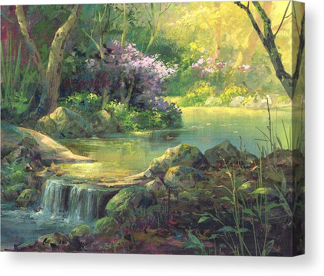 Michael Humphries Canvas Print featuring the painting The Quiet Creek by Michael Humphries