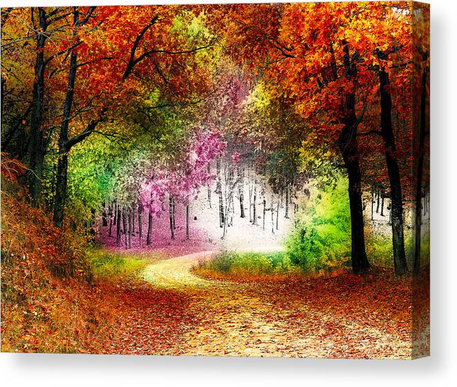 Autumn Leaves Canvas Print featuring the digital art The season by Hidemitsu Irei