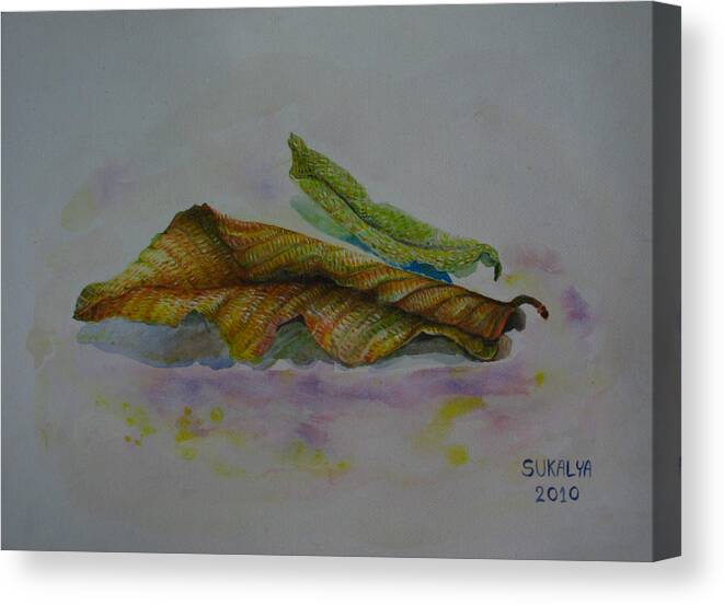 Acrylic Canvas Print featuring the painting The Sleeping Leaf by Sukalya Chearanantana