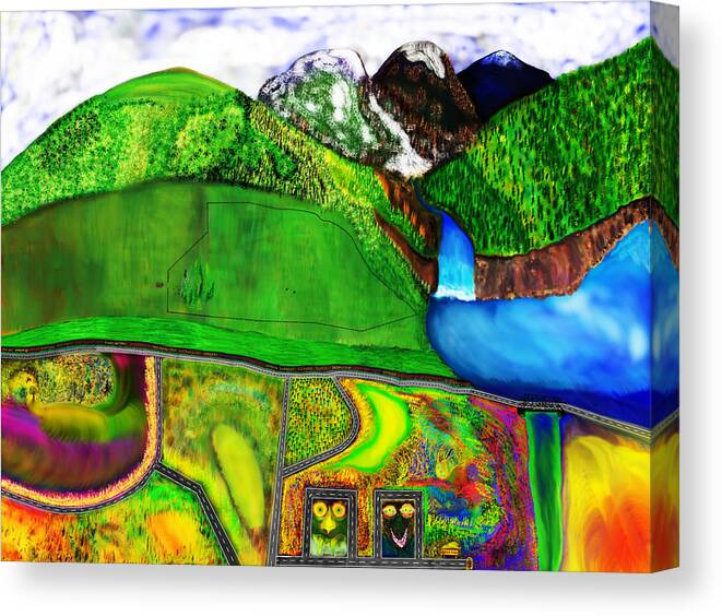 Psychedelic Canvas Print featuring the digital art The Wall by Hillbilly Gem