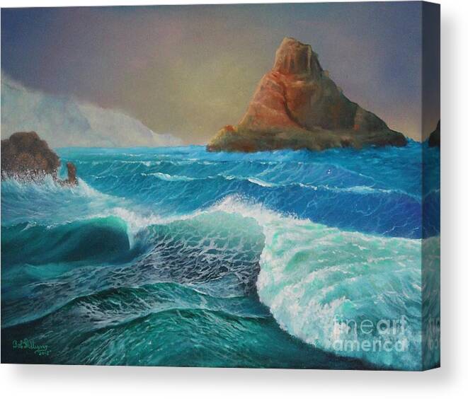 Seascapes Canvas Print featuring the painting The Warrior.......Coastal Ireland by Bob Williams