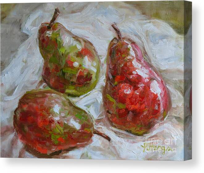 Pears Canvas Print featuring the painting Three Graces by Lori Pittenger
