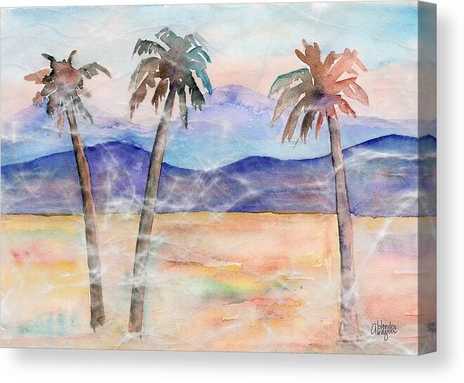Palm Canvas Print featuring the painting Three Palms by Arline Wagner