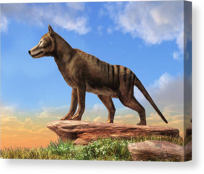 Thylacine Canvas Print featuring the digital art Thylacine by Daniel Eskridge
