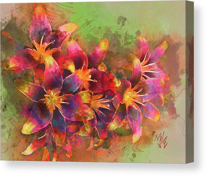 Watercolor Canvas Print featuring the digital art Tiger Lillies by Mal-Z