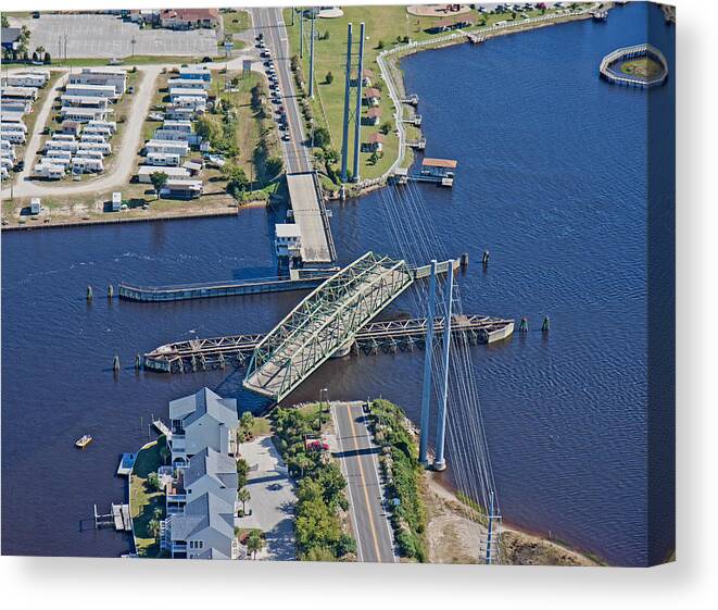 Topsail Canvas Print featuring the photograph Topsail Island Swing Bridge by Betsy Knapp